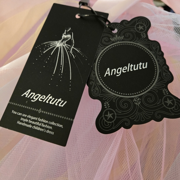 ANGEL TUTU Girls Pastel Floral Tulle  Dress With Satin Flower Embellishments - Picture 10 of 11